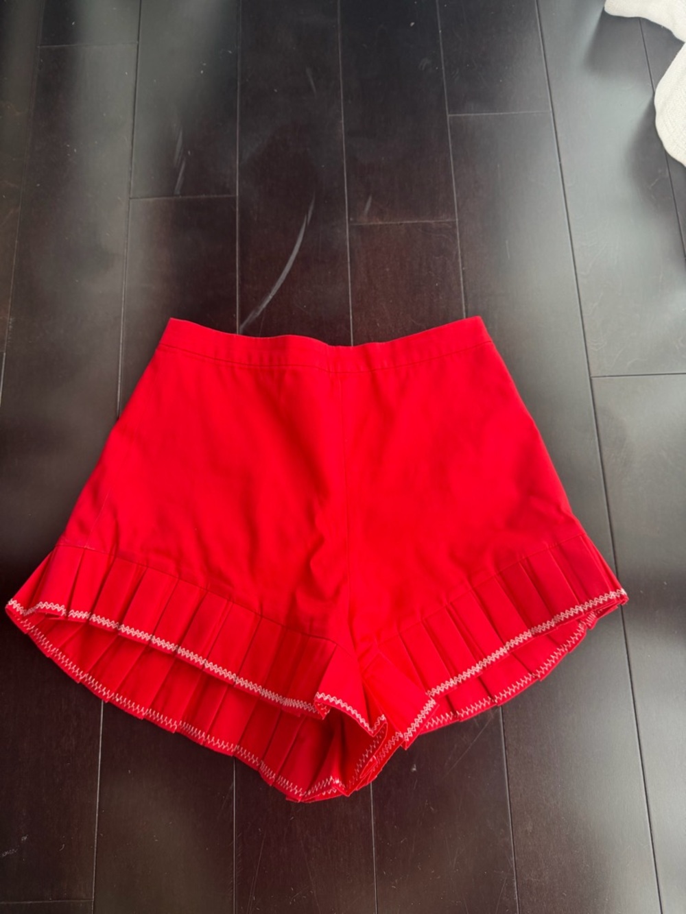 Alexis Bright Red High-Waist Pleated Hem Shorts